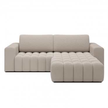Canapé d'angle droit convertible Clovis Bouclette Beige