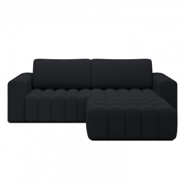 Canapé d'angle droit convertible Clovis Bouclette Noir