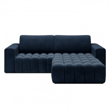 Canapé d'angle droit convertible Clovis Velours Bleu