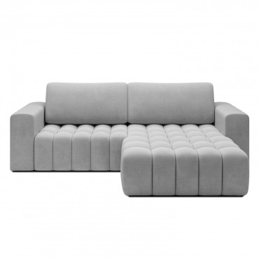 Canapé d'angle droit convertible Clovis Velours Gris