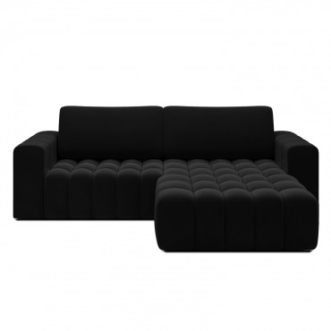 Canapé d'angle droit convertible Clovis Velours Noir