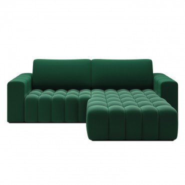 Canapé d'angle droit convertible Clovis Velours Vert