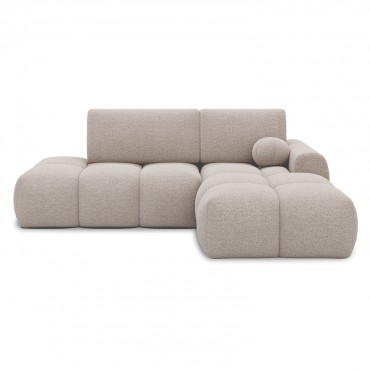 Canapé d'angle droit convertible César bouclette Beige
