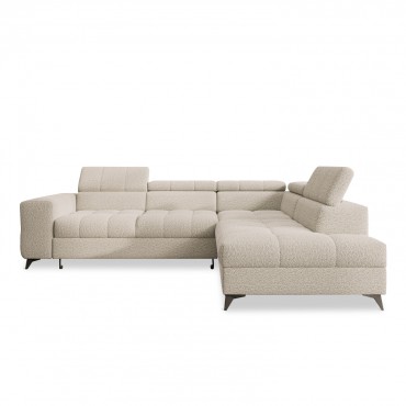 Canapé d'angle droit convertible Gaspard Bouclette Beige