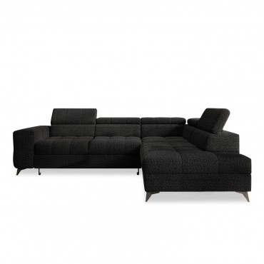 Canapé d'angle droit convertible Gaspard Bouclette Noir