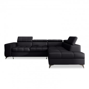 Canapé d'angle droit convertible Gaspard Noir