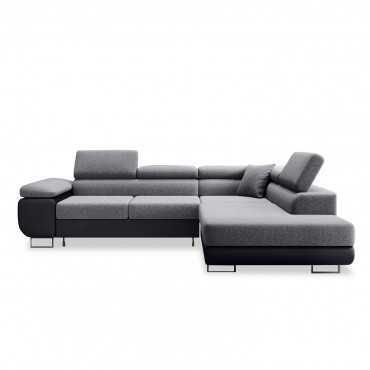 Canapé d'angle droit convertible Marius Gris et Noir