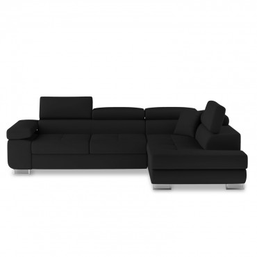 Canapé d'angle droit convertible Marius Noir