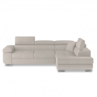 Canapé d'angle droit convertible Marius tissu Beige