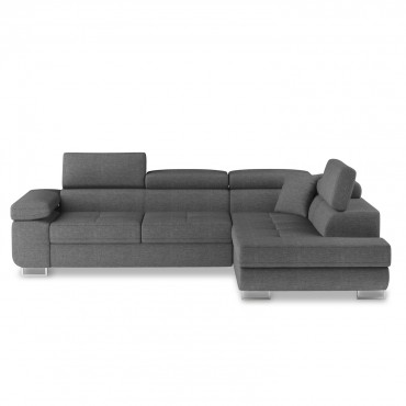 Canapé d'angle droit convertible Marius tissu Gris