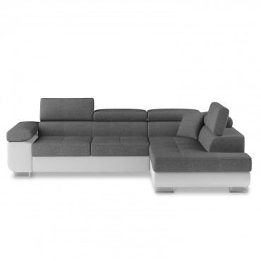 Canapé d'angle droit convertible Marius Gris et Blanc
