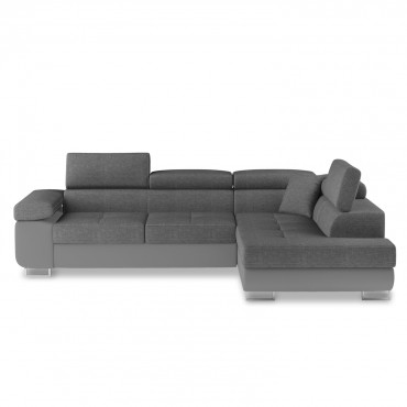 Canapé d'angle droit convertible Marius Gris