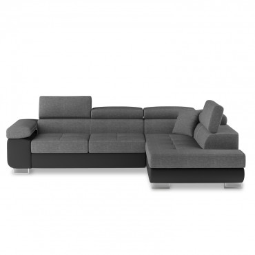 Canapé d'angle droit convertible Marius Gris et Noir