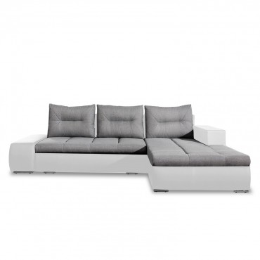Canapé d'angle droit convertible Santiago Gris et Blanc