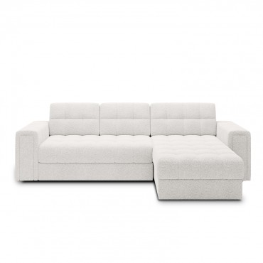 Canapé d'angle convertible réversible Veziko Bouclette Blanc