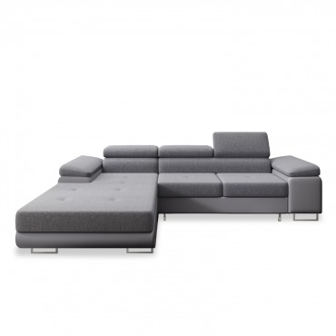 Canapé d'angle gauche convertible Alphonso Gris