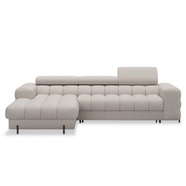 Canapé d'angle gauche convertible Cesto Bouclette Beige