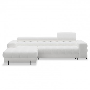 Canapé d'angle gauche convertible Cesto Bouclette Blanc