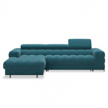 Canapé d'angle gauche convertible Cesto Velours Bleu