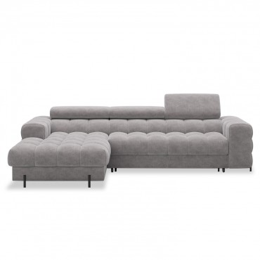 Canapé d'angle gauche convertible Cesto Velours Gris