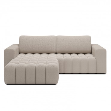 Canapé d'angle gauche convertible Clovis Bouclette Beige