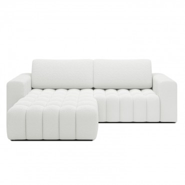 Canapé d'angle gauche convertible Clovis Bouclette Blanc
