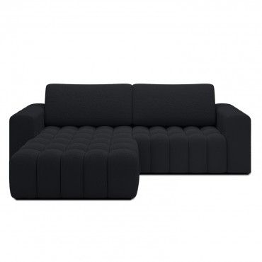 Canapé d'angle gauche convertible Clovis Bouclette Noir