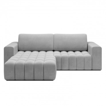 Canapé d'angle gauche convertible Clovis Velours Gris