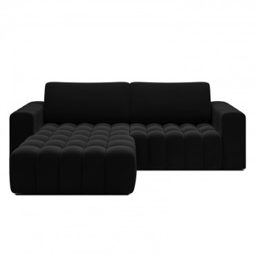 Canapé d'angle gauche convertible Clovis Velours Noir