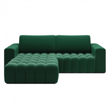 Canapé d'angle gauche convertible Clovis Velours Vert