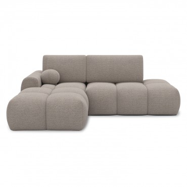 Canapé d'angle gauche convertible César bouclette Beige