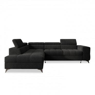 Canapé d'angle gauche convertible Gaspard Bouclette Noir
