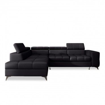 Canapé d'angle gauche convertible Gaspard Noir