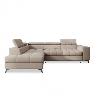 Canapé d'angle gauche convertible Gaspard velours Beige