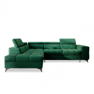 Canapé d'angle gauche convertible Gaspard velours Vert