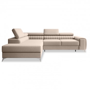 Canapé d'angle gauche convertible Isaac Velours Beige