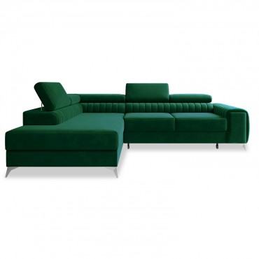 Canapé d'angle gauche convertible Isaac Velours Vert