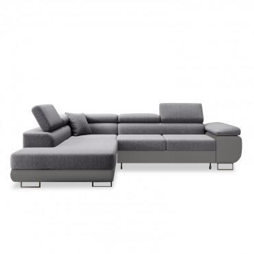 Canapé d'angle gauche convertible Marius Gris