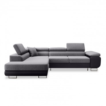Canapé d'angle gauche convertible Marius Gris et Noir