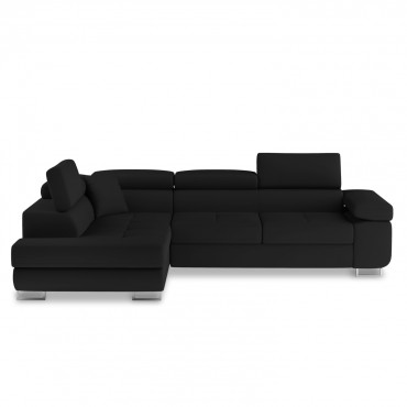 Canapé d'angle gauche convertible Marius Noir