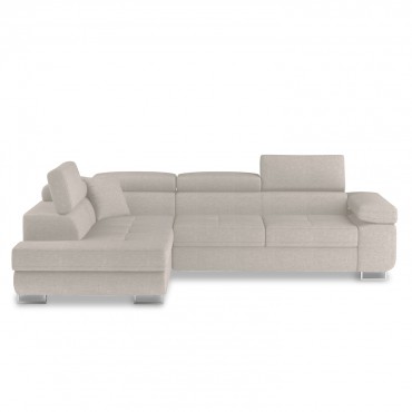 Canapé d'angle gauche convertible Marius tissu Beige