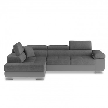 Canapé d'angle gauche convertible Marius Gris