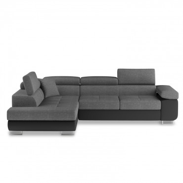 Canapé d'angle gauche convertible Marius Gris et Noir