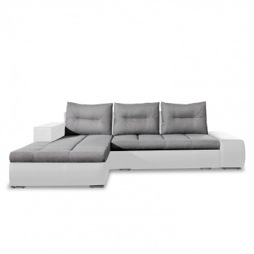 Canapé d'angle gauche convertible Santiago Gris et Blanc
