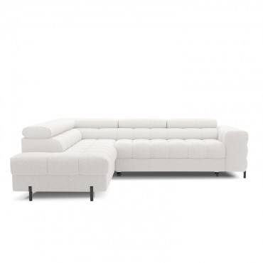 Canapé d'angle gauche convertible Strato Bouclette Blanc