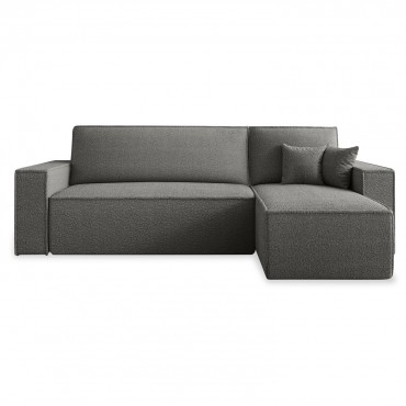 Canapé d'angle convertible réversible Lorenzo Bouclette Gris