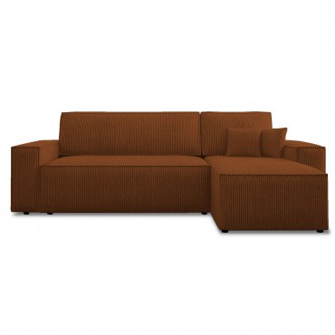 Canapé d'angle convertible réversible Lorenzo en velours côtelé Terracotta