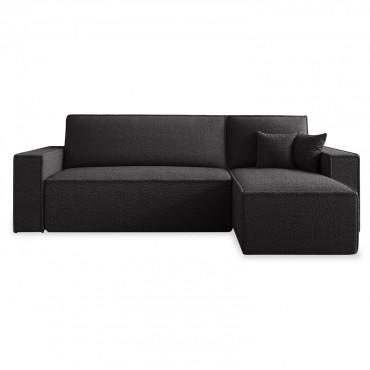 Canapé d'angle convertible réversible Lorenzo Bouclette Noir