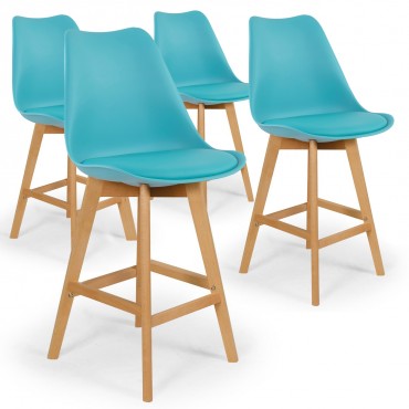 Lot de 4 chaises hautes style scandinave Catherina Bleu - H65cm