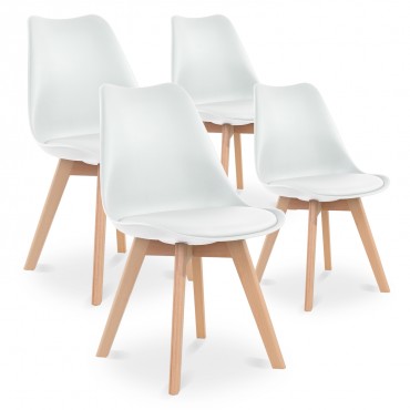 Lot de 4 chaises style scandinave Catherina Blanc 